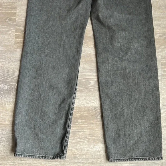 GOOD AMERICAN 90s Loose Baggy Straight Leg Jeans In Faded Black - Picture 12 of 13